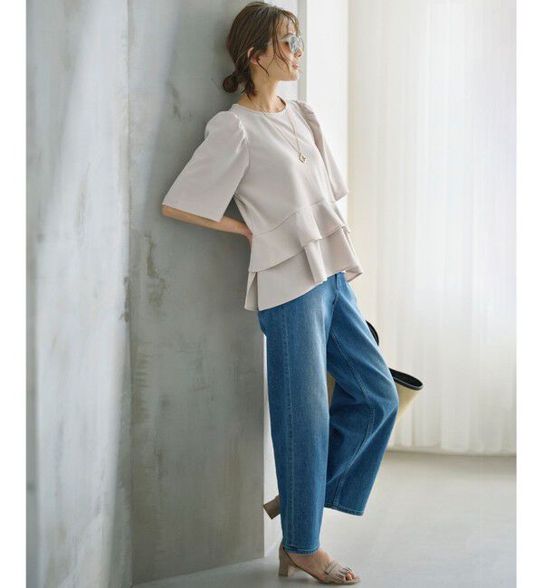 組曲「【接触冷感・吸湿・UVカット】ジョーゼットジャージーフリルブラウス」|シャツ・ブラウス|