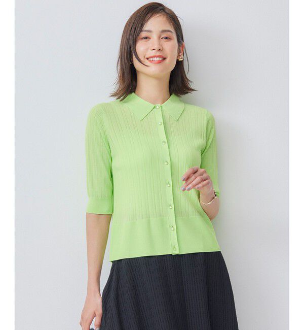 組曲「【WEB限定カラーあり】衿付きシアーニットポロ」|ニット・セーター|【WEB限定】ｾ