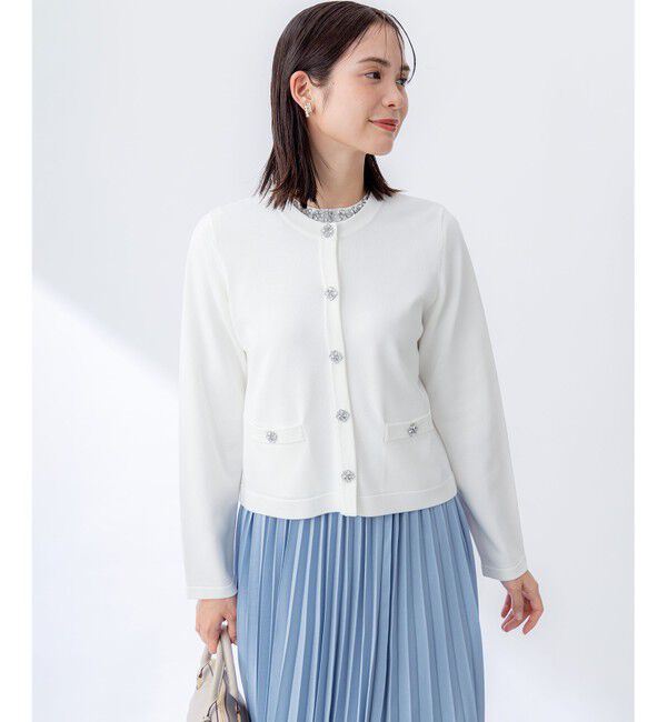 組曲「【WEB限定】ビジューニット ジャケット」|カーディガン|アイボリー系