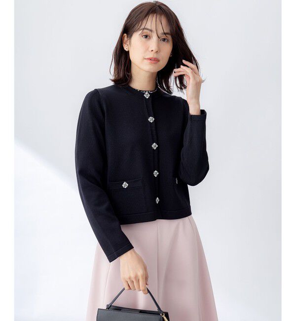 組曲「【WEB限定】ビジューニット ジャケット」|カーディガン|ブラック系
