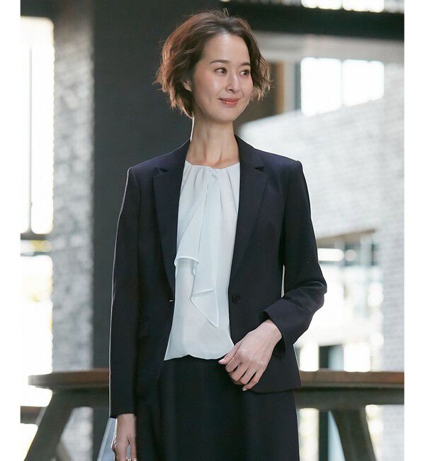 自由区「【好評につき追加生産/洗える】WASHABLEPONTE テーラードジャケット」|テーラードジャケット|ネイビー系