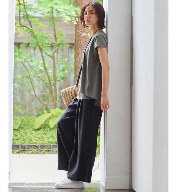 自由区「【洗える・XSサイズあり】テンセルリネンデニムワイド パンツ」|その他|