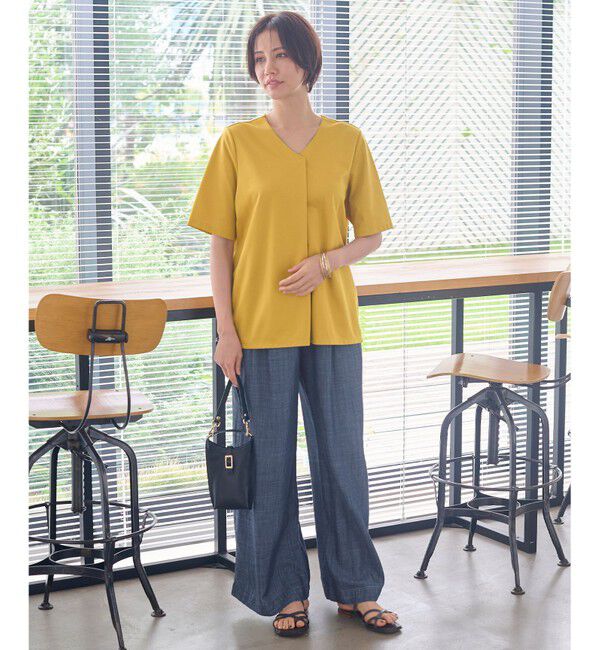 自由区「【洗える・XSサイズあり】テンセルリネンデニムワイド パンツ」|その他|