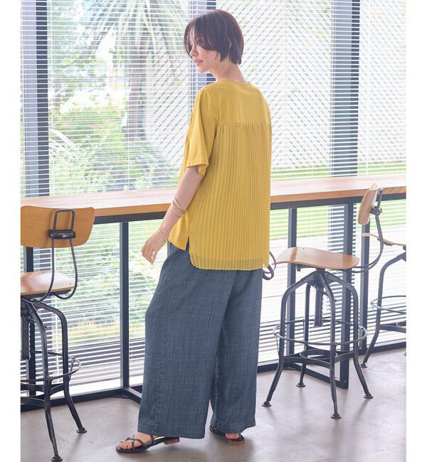 自由区「【洗える・XSサイズあり】テンセルリネンデニムワイド パンツ」|その他|