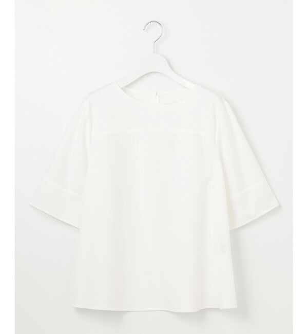 自由区「【洗える】ストレッチシャーティング5分袖 ブラウス」|シャツ・ブラウス|