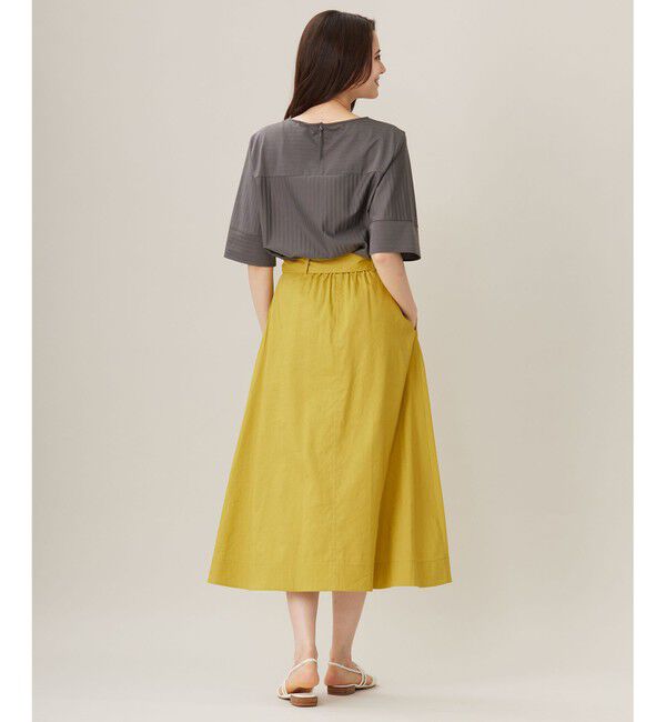 自由区「【洗える】ストレッチシャーティング5分袖 ブラウス」|シャツ・ブラウス|