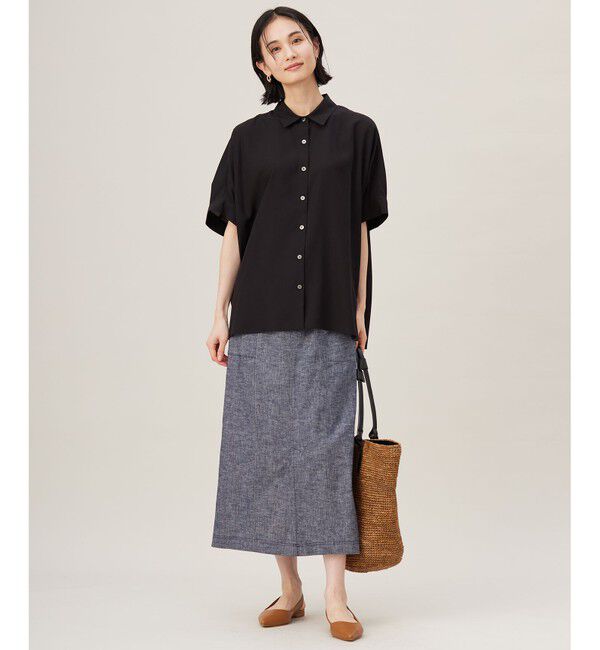 自由区「【接触冷感・UVケア・抗菌防臭・洗える】リヨセルポプリン ブラウス」|シャツ・ブラウス|