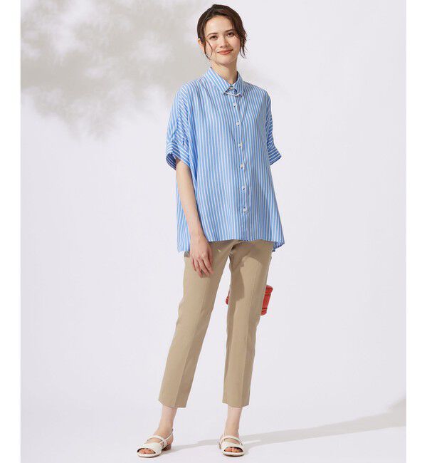 自由区「【接触冷感・UVケア・抗菌防臭・洗える】リヨセルポプリン ブラウス」|シャツ・ブラウス|