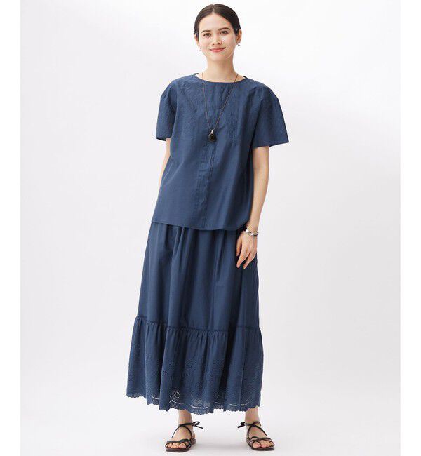 自由区「【カタログ掲載・接触冷感・洗える】エンブロイダリーローンティアード スカート」|スカート|