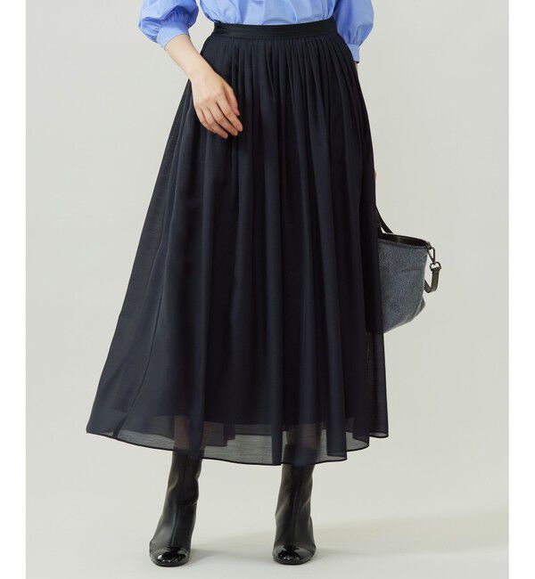 自由区「シアー スカート」|スカート|ネイビー