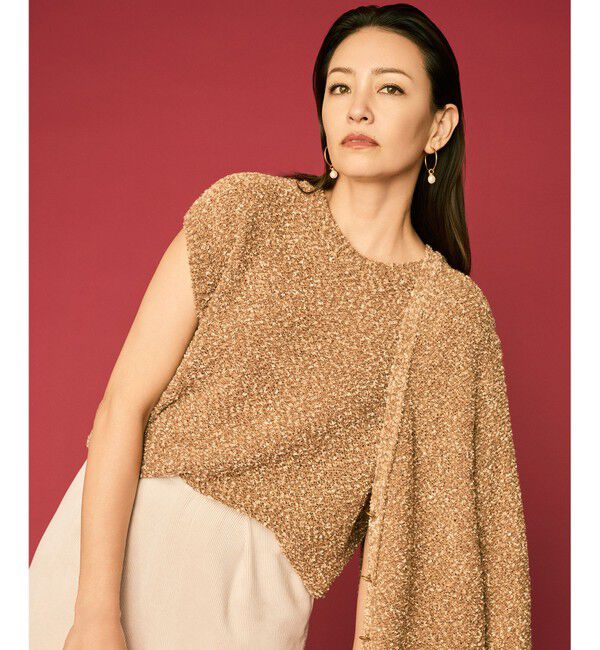 自由区「【カタログ掲載】ラメファンシーツイードニット ベスト」|ベスト・ジレ|キャメル系