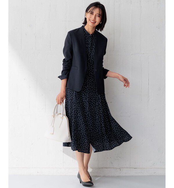 23区「【洗える/セットアップ対応】アイアスマットストレッチ ノーカラー ジャケット」|ノーカラージャケット|