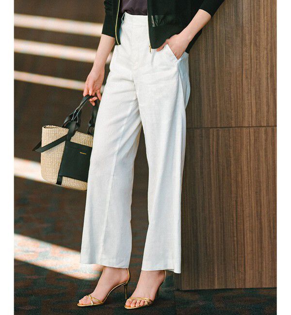 23区「【CLASSY.6月号掲載/洗える】リネンレーヨンストレッチ ワイドパンツ」|その他|ホワイト系
