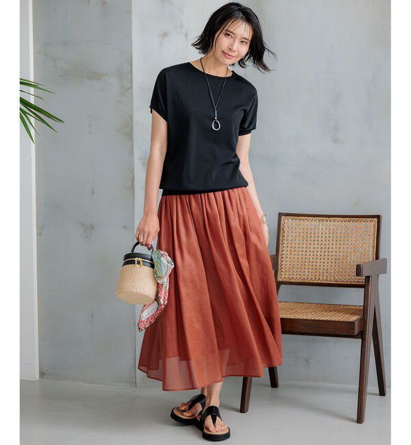 23区「【接触冷感/洗える】シアーフィルム フレアスカート」|スカート|