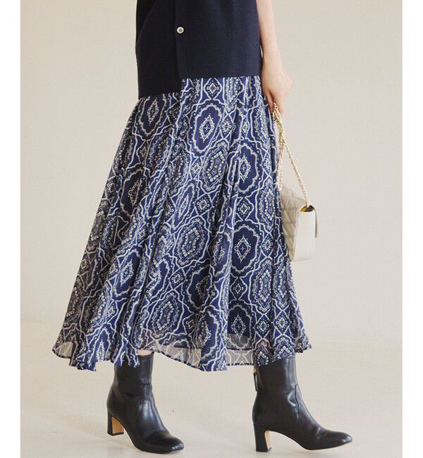 23区「オーナメントプリント ギャザースカート」|スカート|ﾈｲﾋﾞｰﾌ