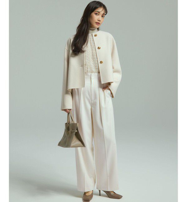 23区「ナチュラルストレッチサキソニー タック ワイドパンツ」|その他|