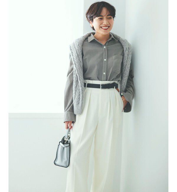 23区「ナチュラルストレッチサキソニー タック ワイドパンツ」|その他|