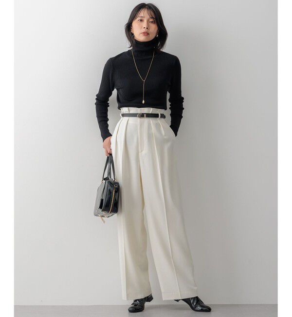 23区「ナチュラルストレッチサキソニー タック ワイドパンツ」|その他|