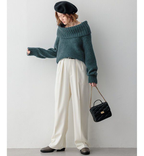 23区「ナチュラルストレッチサキソニー タック ワイドパンツ」|その他|