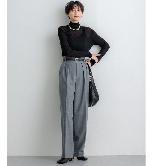 23区「ナチュラルストレッチサキソニー タック ワイドパンツ」|その他|