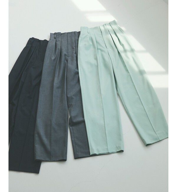23区「ナチュラルストレッチサキソニー タック ワイドパンツ」|その他|