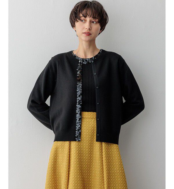 23区「スパンコールニット カーディガン」|カーディガン|ブラック系