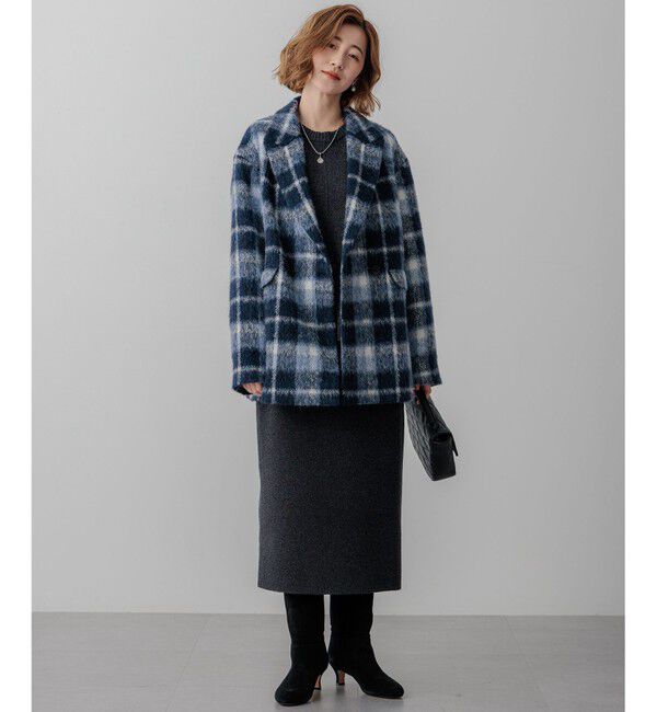 23区「【一部店舗限定】アルパカシャギーチェック コート」|ピーコート|