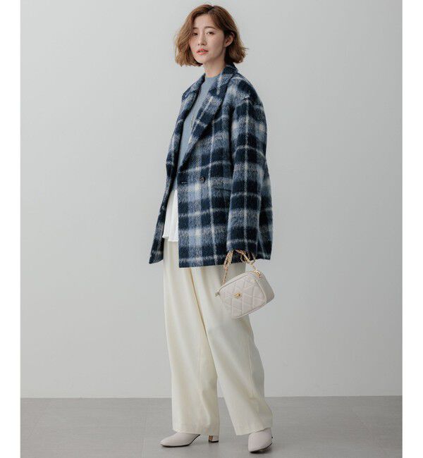 23区「【一部店舗限定】アルパカシャギーチェック コート」|ピーコート|