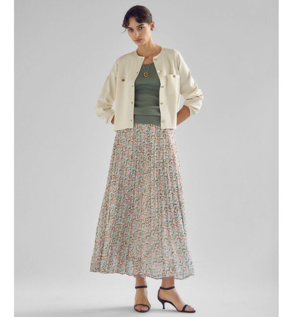 23区「【洗える】シアーヘリンボーンプリント プリーツ スカート」|スカート|