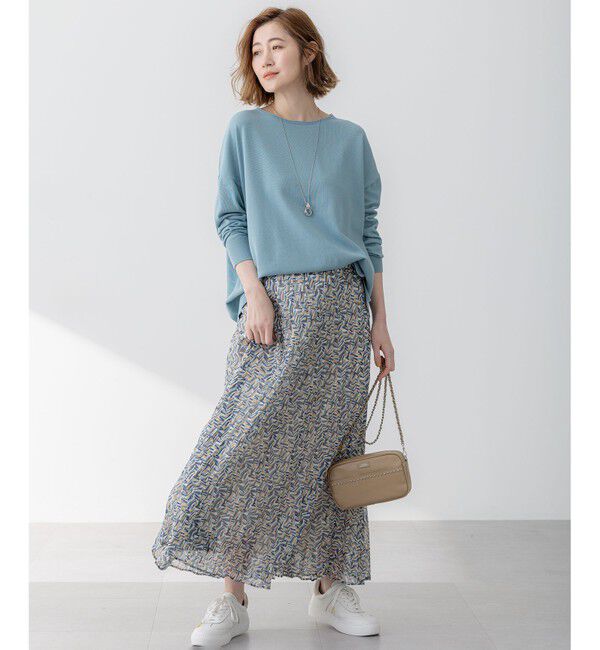23区「【洗える】シアーヘリンボーンプリント プリーツ スカート」|スカート|