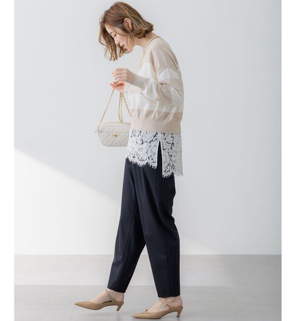 23区「【洗える】コットンポリエステルストレッチ ショート ニット」|ニット・セーター|