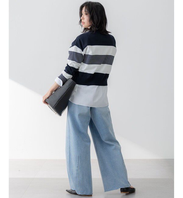 23区「【洗える】コットンポリエステルストレッチ ショート ニット」|ニット・セーター|