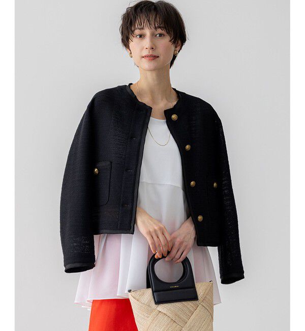 23区「【Oggi5月号掲載】サマーツイード ジャケット」|ノーカラージャケット|ブラック系
