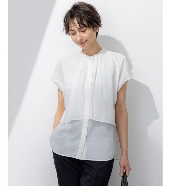 23区「【撥水加工/洗える】シアーナイロンツイル レイヤード ブラウス」|シャツ・ブラウス|ホワイト系