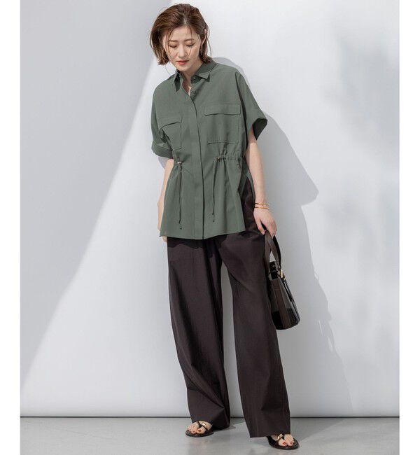 23区「【洗える】ライトシアーマットクロス ミリタリーディティール シャツ」|シャツ・ブラウス|