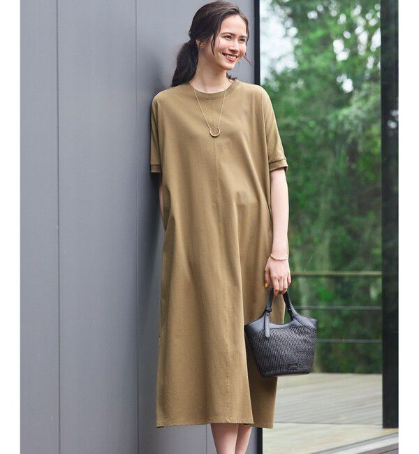 23区「【SLOW/一部店舗限定】MVSコットン T ワンピース」|ワンピース|カーキ系