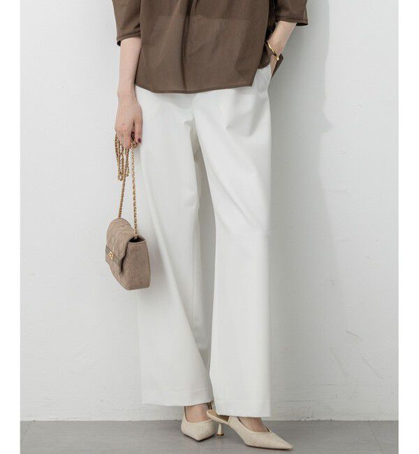 23区「【撥水加工/洗える】ドライ2WAYストレッチ ドロスト ワイド パンツ」|その他|ホワイト系