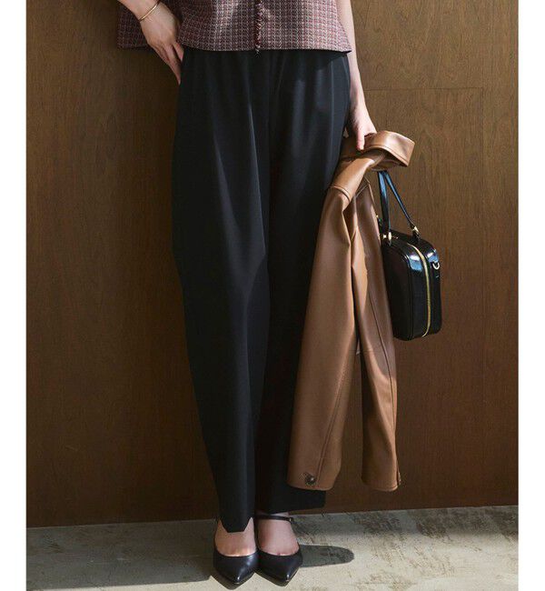 23区「【撥水加工/洗える】ドライ2WAYストレッチ ドロスト ワイド パンツ」|その他|ブラック系