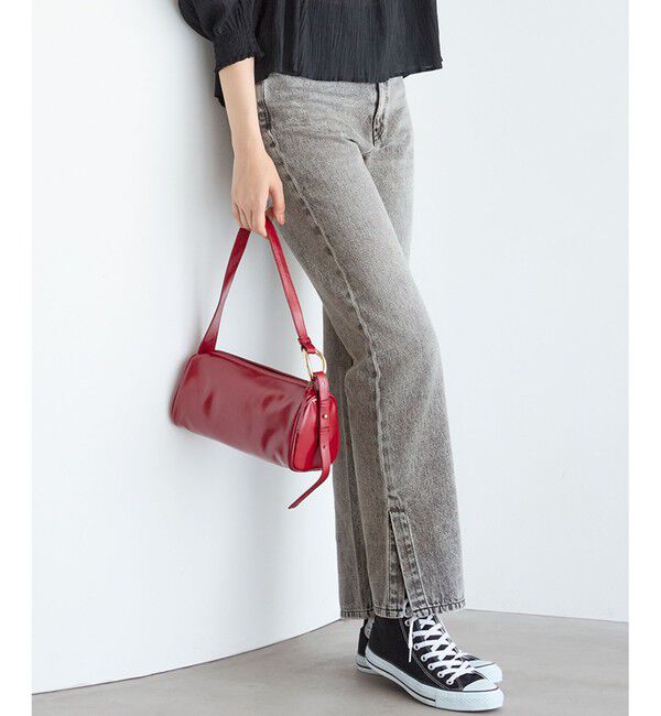 23区「【SLOW/一部店舗限定】スリット ストレート デニム」|デニム|グレー系