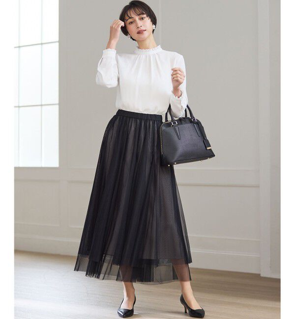 23区「【洗える】バックサテンアムンゼン フリルデザインシャツ」|シャツ・ブラウス|