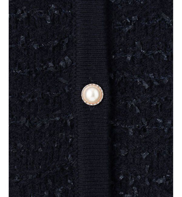 ANY SIS「【洗える】ノーカラーツイードニット カーディガン」|カーディガン|