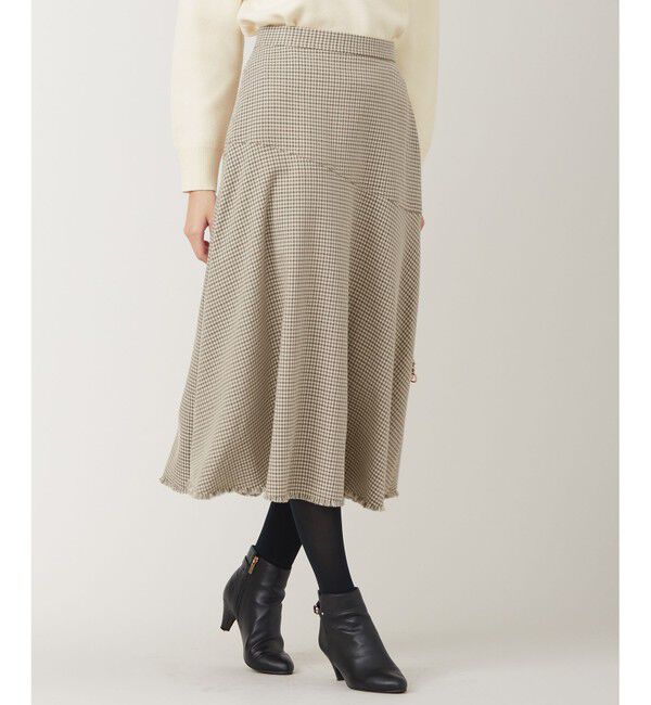 any SiS「【大人百花・美人百花掲載】ガンクラブフリンジ スカート」|スカート|ベージュ系