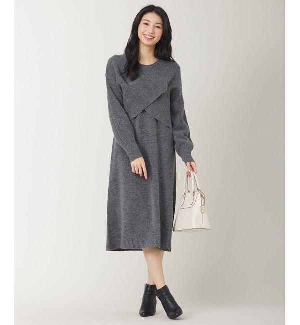 any SiS「【洗える】クロスレイヤードニット ワンピース」|ワンピース|