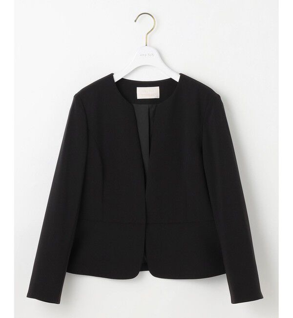 ANY SIS「【洗える】セレモニーダブルクロス クルーカラー ジャケット」|ノーカラージャケット|