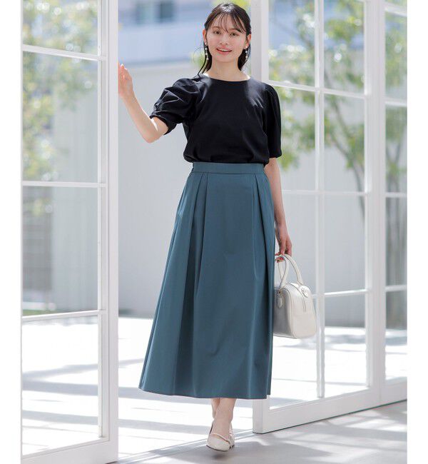 ANY SIS「【撥水・汗ジミ防止・UVケア・洗える】スーピマスムース 袖タック Tシャツ」|Tシャツ・カットソー|