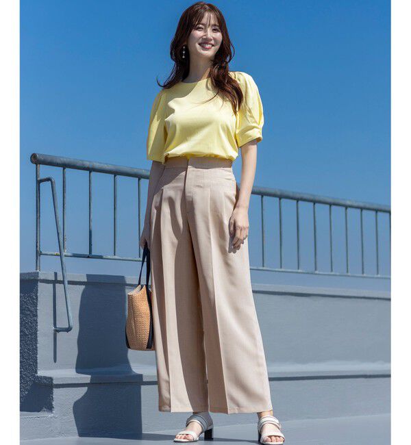 ANY SIS「【撥水・汗ジミ防止・UVケア・洗える】スーピマスムース 袖タック Tシャツ」|Tシャツ・カットソー|