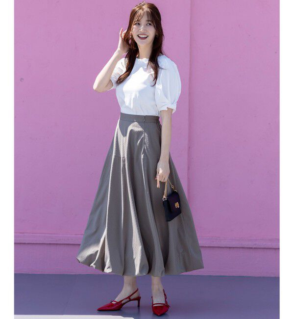 ANY SIS「【撥水・汗ジミ防止・UVケア・洗える】スーピマスムース 袖タック Tシャツ」|Tシャツ・カットソー|