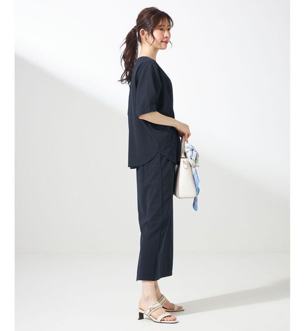 ANY SIS「【前後着用・UVケア・洗える】2WAYジョーゼットジャージードルマン カットソー」|Tシャツ・カットソー|