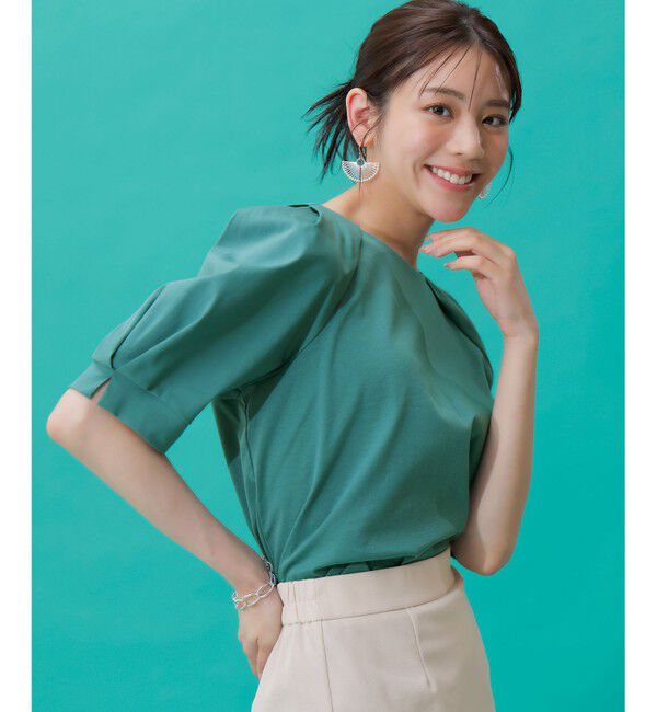 ANY SIS「【接触冷感・UVケア】着映えタックスリーブ カットソー」|Tシャツ・カットソー|