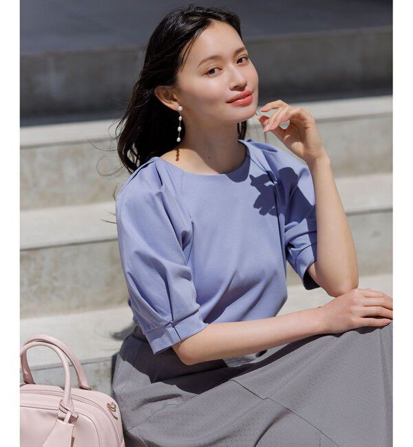 ANY SIS「【接触冷感・UVケア】着映えタックスリーブ カットソー」|Tシャツ・カットソー|ブルー